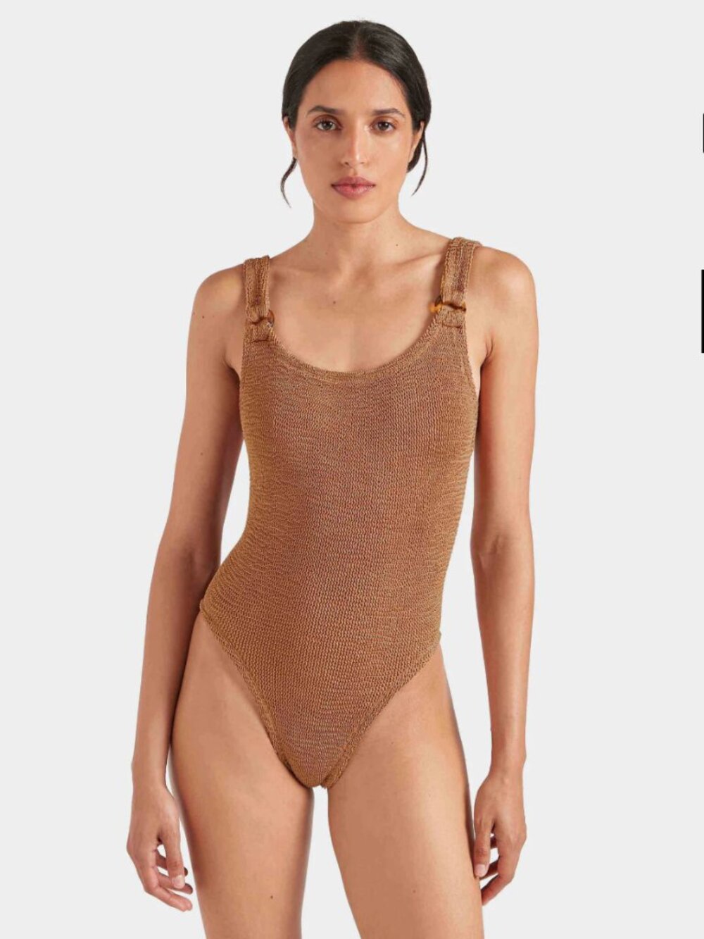 Hunza G Swimsuit- Domino Swim metallic cocoa - NWT